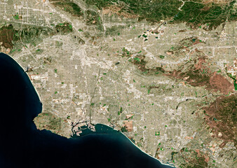 USA, Urban infrastructure in Los Angeles on open data satellite image © M. Jurzyk