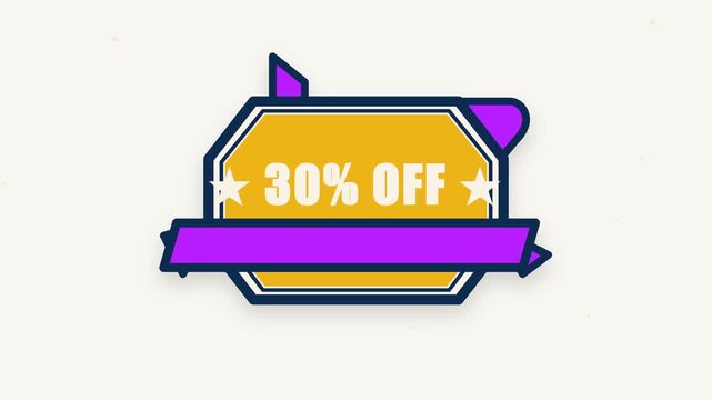 Animated Discount Sale Badges Showing Price Reduction from 25% up to 38% OFF, Bold and Eye-Catching Design with Space for Text, Ideal for Promotions, Special Offers and Marketing Campaigns