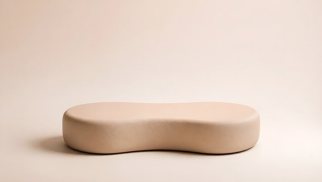Soft bean-shaped clay podium for display and presentation. Modern minimalist design for product showcases.