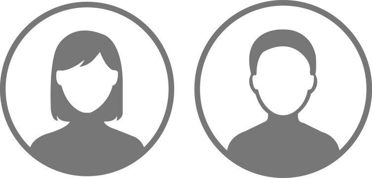 Male and female user profile avatar icons set