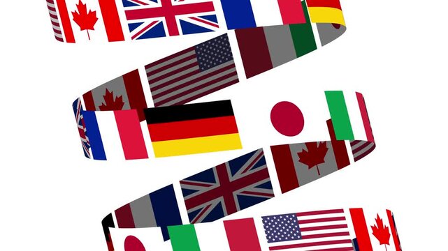 G7 Countries Flags Rotating Circular Animation Motion Graphics