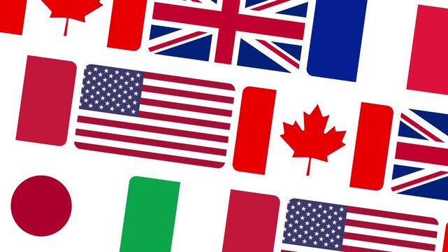 G7 Nations Flag Animation United States Japan Germany France UK Italy Canada