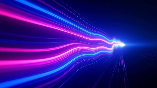 Pink and blue neon lights in dark void
