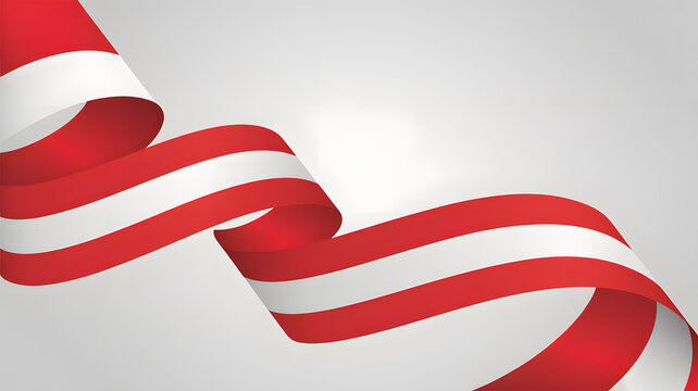 Peruvian Independence Day patriotic ribbon waving in wind. Vibrant red and white national flag banner for celebrations and events.
