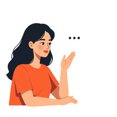 Young Woman Talking with Speech Bubble Flat Vector Illustration