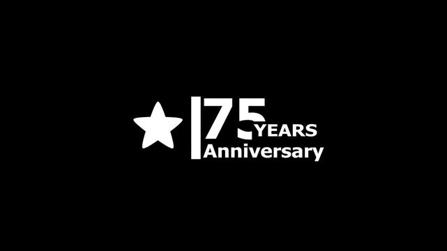75 years anniversary motion graphic 4K footage with star. 4K motion animation. particles and number. Animated 75 years Birthday Wishes on a Transparent Background