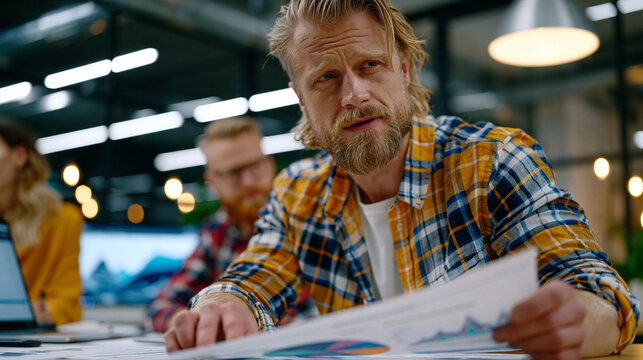 Marketing operations lead circling untracked referral sources on a printed analytics report during a dark social attribution meeting, team members proposing tagging solutions on a shared screen whil