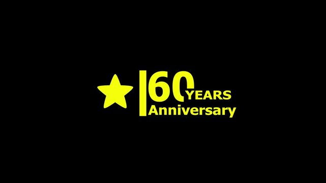 60 years anniversary motion graphic 4K footage with star. 4K motion animation. particles and number. Animated 60 years Birthday Wishes on a Transparent Background