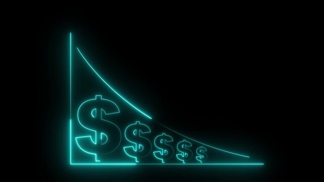 Cost reduction concept. Cost wording on decrease money with down arrow. Cost Management, Economy recession, low budget, Effective business, Expense reduce on 4K VIDEO ANIMATION