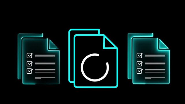 Regulatory and compliance concepts on the transparent background. Corporate governance documents. Motion graphics with a checkbox list displayed on a virtual screen. 4k video animation