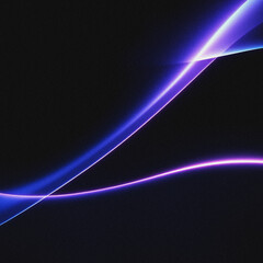 Fototapeta premium Dynamic abstract blue light curves crossing on textured dark background