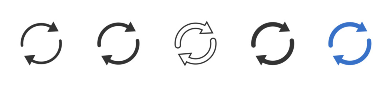 Refresh icon set featuring reload, update and sync symbols for modern user interface, vector illustration