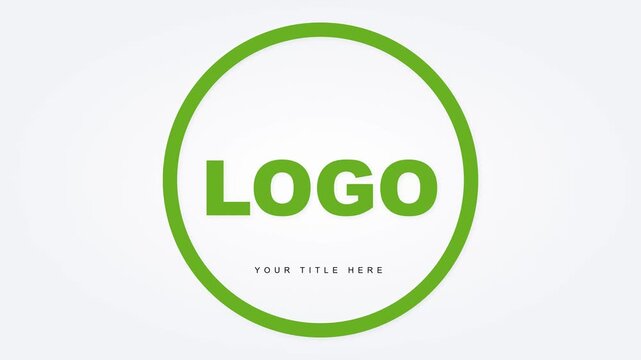 Animation Displaying a Dynamic Logo Reveal with Green Circular Frame and Editable Title Text