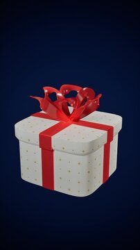 Gift box with red wrapping and bow. 3d rendering