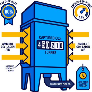 Direct air capture contactor tower dac facility illustration