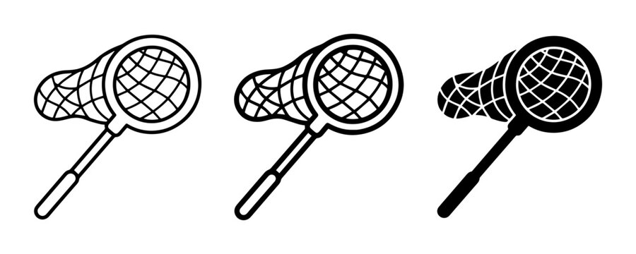 Butterfly Net Icons, Insect Catching Tools, Outdoor Activity Symbols, Vector Graphics
