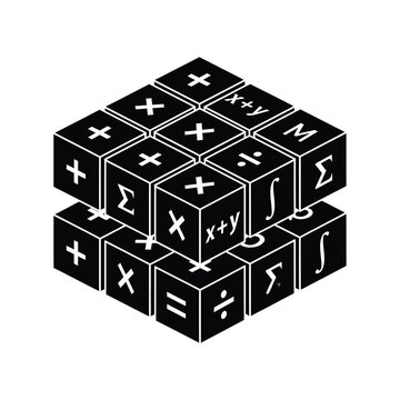 Mathematical Symbols Cube Arrangement Illustration.