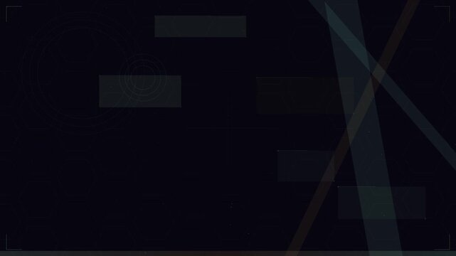 Abstract diagonal lines and subtle geometric shapes appear on a dark background.