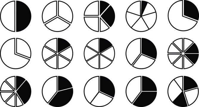 Pie chart circle infographic elements collection set of icons.