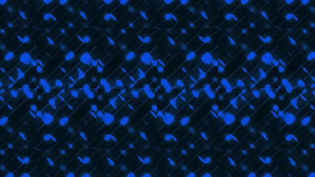 Repeating shapes patterns cross diagonal blue lines over a technical canvas. Modern computer hardware slide decks gain an interesting design texture. Matrices glide.
