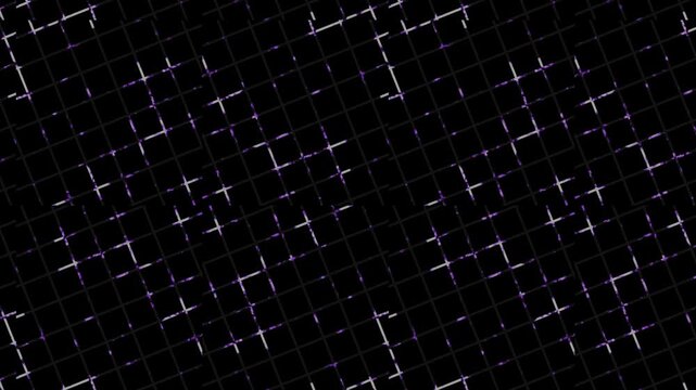 Abstract purple grids stamp clean white cross shapes over a textured canvas. Architecture enterprise media packages look highly polished using this asset. Panels loop.