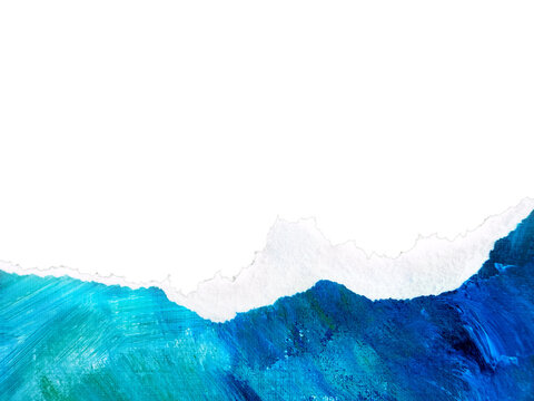 torn paper background. Abstract blue sea wave border isolated on white background. footer frame