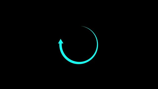 Circular motion vectors rotate a single cyan arrow cleanly around a dark void. Interface update buffering steps look highly professional on this asset. Load loops turn.