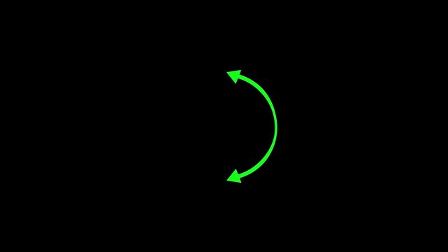 Circular motion vectors rotate dual green arrow tracks across a dark canvas. Web application installation menus communicate active file processing neatly. Load loops spin.