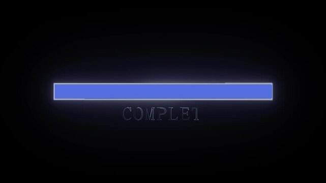 Progress bar indicators track database initialization steps beneath blue text codes. Software utility deployment phases remain clear on this black interface. Status bars grow.