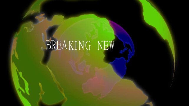 Breaking news text banners rotate worldwide broadcast alerts across a globe. High impact international television introductions gain immense energy here. Maps spin.