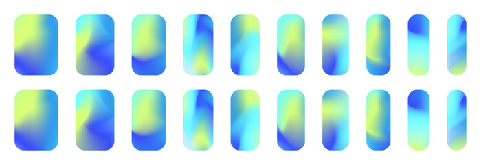 Obraz premium Set of Blue Lime Gradient Nail Stickers