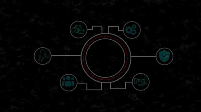 Olyra Concept with Icons and World Map Background cybersecurity data analysis. 4k video