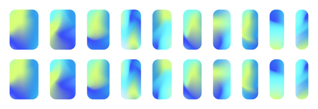 Set of Blue Lime Gradient Nail Stickers