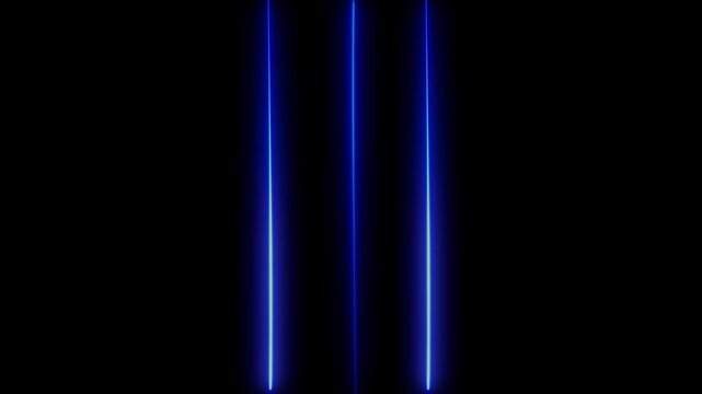 Abstract background layouts track three vertical blue neon lines with high glow. Minimalist website interface designs look sharp over this asset. Parallel bars shine.