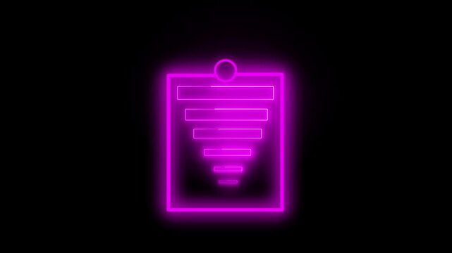 Document icon paths trace glowing line sheets inside a pink neon frame box. Smart folder management applications visualize directory lists cleanly. Paper assets glow.