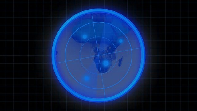Radar screen views track continental African landmasses through global scopes. International military intelligence networks look authentic here. Target blips rotate.