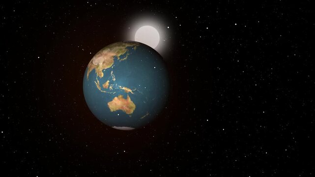 Earth globe graphics rotate majestically against deep space solar sun rays. Modern astronomy documentation projects gain exceptional cinematic value from this. Spheres turn.