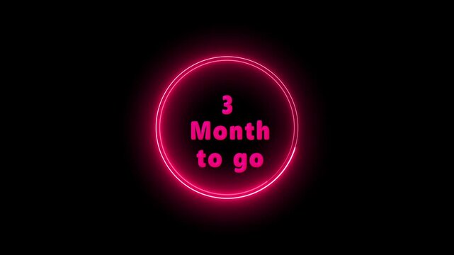 Countdown timer text loops track three month target goals inside a neon circle. Creative project tracking videos gain an exceptional graphical index. Banners spin.
