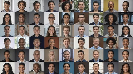 Obraz premium Various business people portraits are arranged in a large grid.