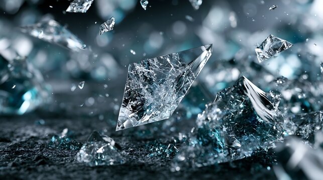 Abstract Ice Shards and Crushed Glass Create a Dynamic Textured Background