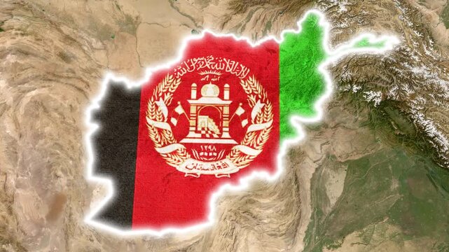 Afghanistan Map and Flag: 3D Geographic Visualization of Central Asia