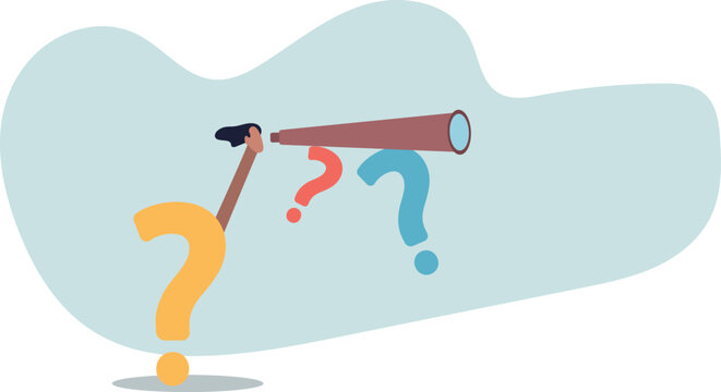 Curiosity explore unknown, search for solution or new business opportunity, seek for success concept,human life and situation.vector illustration.