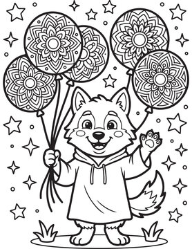 Animals Wolf Mandala coloring pages