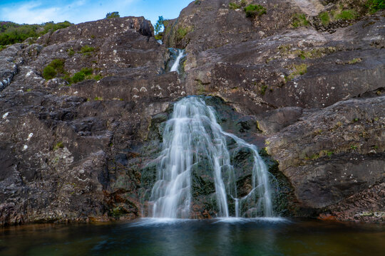 Meeting of the three waters. Waterfall in glen coe Scottish Highlands.