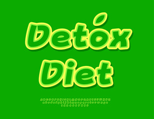 Naklejka premium Vector Healthy sticker Detox Diet. Eco Green Handwritten Font. Bright Creative Alphabet Letters and Numbers set.