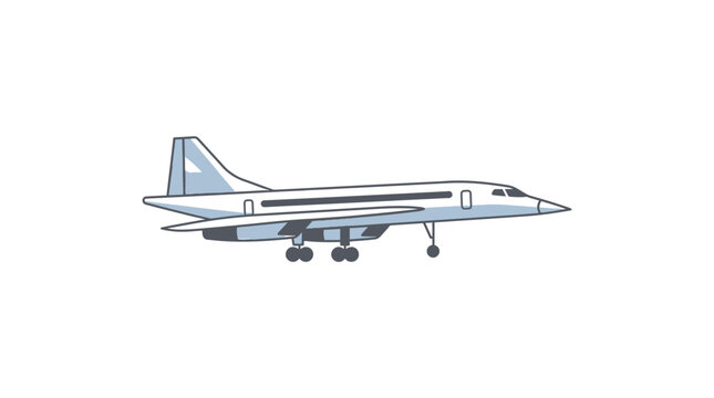 A detailed illustration of a supersonic passenger jet airplane in profile view.
