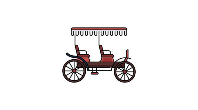 Vintage horse drawn carriage with canopy roof illustration.