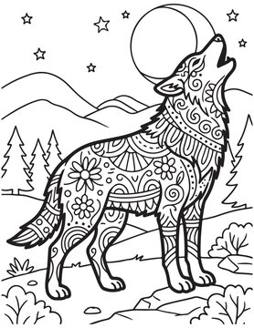 Animals Wolf Mandala coloring pages