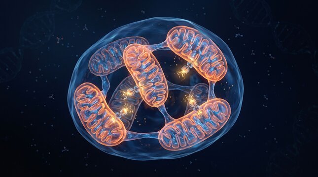 Mitochondria cell power generator energy production cellular respiration 3D render
