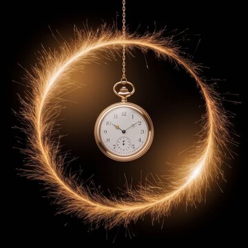 new year clock with christmas decoration